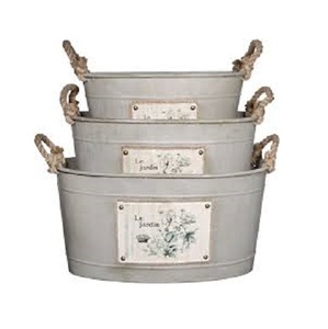 Cubo vintage de arte recreativo con tapa, cuchara y mango de transporte para fiestas, barbacoas de patio trasero, galvanizado resistente para exteriores - Product Image 5