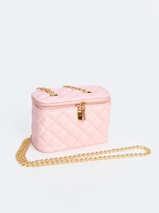 OEM ODM Private Label Custom Logo Women's <b>Pink</b> Quilted Chain Crossbody Bag Mini Vanity Box Bag PU Leather Shoulder <b>Purse</b> - Product Image 1