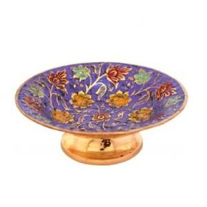 Frutero de latón redondo hecho a mano de alta calidad con grabado de pavo real multicolor y acabado pulido para uso en la cocina - Product Image 3