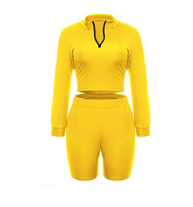 Nouveau survêtement à la mode 100% Polyester Crop top pour femmes ensemble de survêtement - Product Image 4