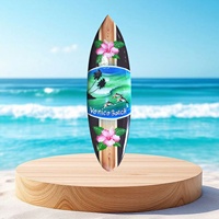 Planche de surf hawaïenne de plage tropicale faite à la main 50 cm Art mural suspendu avec palmiers et fleur d'hibiscus