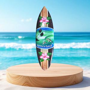 กระดานโต้คลื่น<span class=keywords><strong>ฮาวาย</strong></span>ชายหาดเขตร้อนงานแฮนด์เมดศิลปะแขวนผนัง50ซม. <span class=keywords><strong>ต้น</strong></span>ปาล์มและดอกชบา - Product Image 4