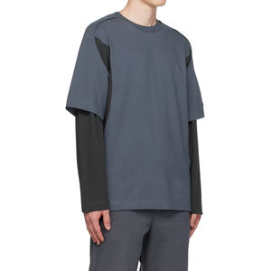 Nuevo diseño de ajuste holgado de lujo Hip Hop camisas de doble capa de manga larga doble 100% algodón camiseta para hombres - Product Image 2