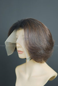 Peluca de Cabello Remy Vietnamita de Una Sola Capa, Estilo Liso Sedoso y Ondulado, 100% Cabello Humano Virgen, Sin Caída - Product Image 1