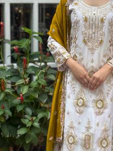 时尚设计师品牌印度巴基斯坦雪纺丝绸面料萨尔瓦套装黑色最新独家女式新款派对婚礼休闲装 - Product Image 6