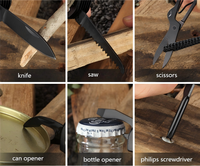 OEM 15 en 1, outil multifonction en acier inoxydable EDC, couteau de survie portable, ciseaux, ouvre-bouteille, mousqueton, multi-outil