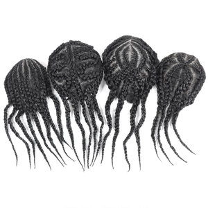 <span class=keywords><strong>Afro</strong></span> Vlecht Toupet voor Mannen, Cornrows Vlecht Haarstukken, HD Kant Dunne Huid Haarvervangend Systeem, Haarunits, Vlechtpruik - Product Image 5