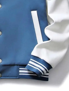 Chaqueta de béisbol para hombre Chaqueta de béisbol hecha de mangas de cuero y lana - Product Image 3