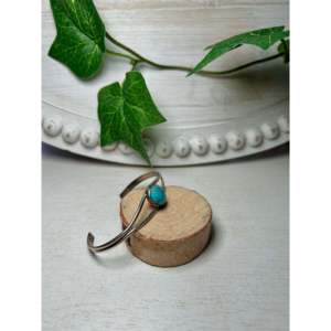 Kingman Turquoise & Sterling <b>Silver</b> <b>Cuff</b> <b>Bracelet</b> Navajo Handmade Cultural Collectible Jewelry for Men - Product Image 2