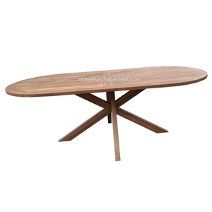 Table à manger ovale en teck massif moderne, fabricant de meubles de jardin haut de gamme pour villa, hôtel, utilisation extérieure - Product Image 1