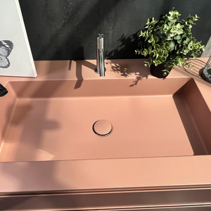 Mobile <span class=keywords><strong>Bagno</strong></span> Rosa Elegante 100% Made in Italy con Doppi Cassetti, Lavabo Integrato in Resina Colorata e <span class=keywords><strong>Specchio</strong></span> Coordinato - Product Image 3