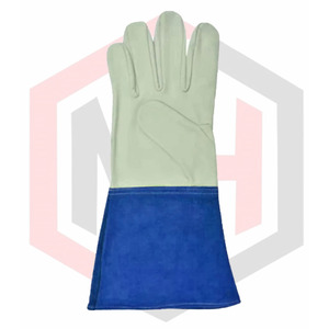 ถุงมือเชื่อมหนังแบบพันข้อมือทำจากผ้าใบ - Product Image 4