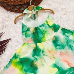 Vestido Infantil Shoryam de Moda para Niñas, Estampado de Mariposas Verdes, Sin Mangas, Completamente Cosido, Hasta la Rodilla, para Fiestas, Cumpleaños y Eventos Festivos - Product Image 4
