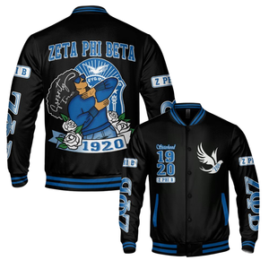 Zeta Phi Beta 1920 Fondateurs de la vie grecque Bleu Blanc Varsity Letterman Veste Sorority ZPB Chenille Patch Vêtements - Product Image 6