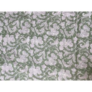 See Green Floral Print Hand Block Print India Fabric Yard Fabric for Dress Making - Product Image 6
