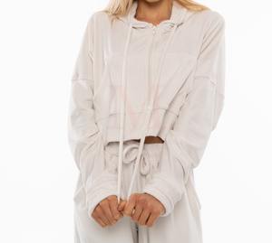 Alta calidad 100% algodón Mujer ropa de calle de invierno personalizable OEM servicio pulóver cremallera Sudadera con capucha pantalones de chándal conjunto sólido impreso - Product Image 4