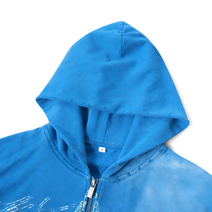 <b>Mens</b> premium <b>zip</b> <b>up</b> hoodie oversized streetwear graphic print washed cotton fleece casual jacket for <b>men</b> women winter wear <b>top</b> - Product Image 3