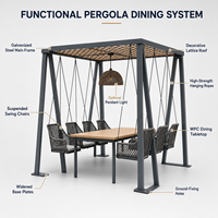 Ensemble de balançoires et de table à manger en acier galvanisé pour l'extérieur avec auvent, meubles de jardin et de terrasse OEM ODM