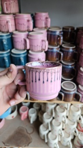 แก้วกาแฟสีชมพูอ่อนพร้อมดรอปสีน้ำตาลแก้วเซรามิกสำหรับตกแต่งบ้านและบ้านสำหรับแฟนของตกแต่งบ้านและสำนักงาน1ชิ้น - Product Image 2