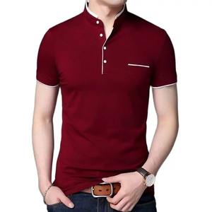 Polo de verano para hombre, camisa Polo de manga corta de Color sólido con cuello levantado, camisetas transpirables de algodón informales ajustadas a la moda para hombre - Product Image 5