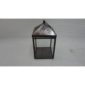 <b>Grey</b> Powder Coated with Star Cut out work Metal Iron Lantern High Quality Classic Customized Modern Tableware Lantern - Product Image 5