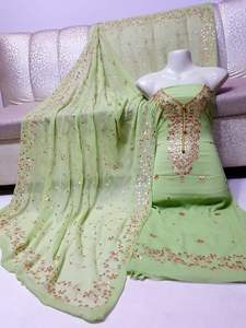 ชุดสلوارคามีซผ้าอะคริลิคปักลายกอต้าปาตติ ดีไซน์เนอร์แบรนด์ดังสำหรับผู้หญิง ลายพิมพ์วาดมือ ทรงปกติ ยาว สไตล์อินเดีย - Product Image 6