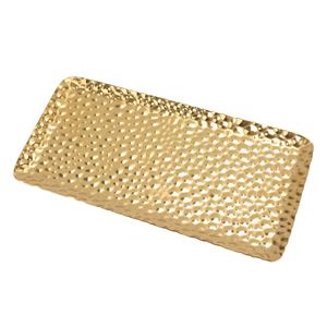 Bandeja Rectangular Moderna de Metal Dorado Martillado, Plato Decorativo Multifuncional para Exhibición en Hogar, Hotel y Restaurante - Product Image 1