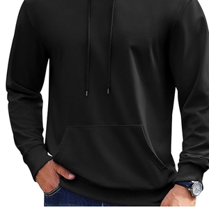 Jersey personalizable unisex de lana suave con puños acanalados, Sudadera con capucha de invierno de gran tamaño, color negro liso con impresión digital, pedido a granel para hombre - Product Image 6