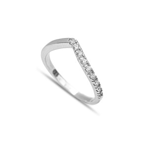 Clear Zircon Stone <b>V</b> Design Cluster Ring Turkish Wholesale Handmade 925 Sterling Silver Jewelry - Product Image 2