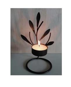 Bougeoir en aluminium indien enduit de poudre noire de luxe Design moderne pour Noël ou cadeau offrant un support de vente chaude - Product Image 1