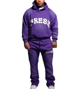 Vêtements décontractés Survêtement évasé lourd délavé à l'acide Jogging à jambe droite Ensembles de survêtements à capuche et de pantalons de survêtement en détresse - Product Image 6