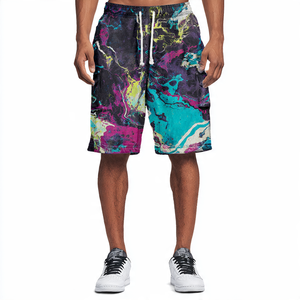 380 GSM Fleece Washed Shorts Men's Winter <b>Jogging</b> Wear Acid Wash Shorts Men Distressed Vintage Wash Sweat Shorts Mens - Product Image 5