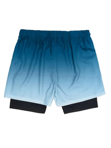 Pantalones cortos de gimnasio para hombre baratos al por mayor, pantalones cortos de entrenamiento físico de malla de playa de secado rápido con bolsillos de talla grande, cintura estampada de poliéster liso - Product Image 4