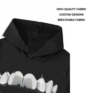 Ensemble sweat à capuche imprimé en polyester unisexe de haute qualité avec logo personnalisé technique du strass respirant grande taille pour les commandes en gros d'automne - Product Image 3