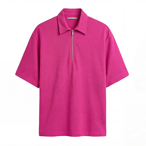 Polo sportif pour homme avec fermeture éclair, décontracté, confortable, manches courtes, pour la gym, les sports, les aventures en plein air, respirant, en mélange de coton tricoté - Product Image 1