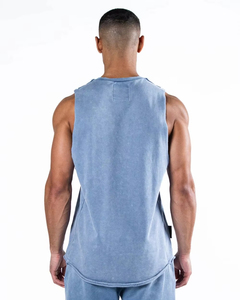 <b>Men's</b> Vintage Knitted Boxy <b>Cropped</b> Quick Dry Breathable Ribbed Cotton Custom Print Logo Summer Singlet Tank <b>Top</b> Sport Gym Vest - Product Image 6