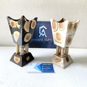 Brûleur d'encens Mubkhar exclusif en bois naturel et résine Design arabe écologique fait à la main Décoration pour la maison et l'hôtel - Product Image 3