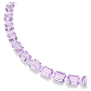 Collar de tenis de lujo con cristales morados de corte esmeralda para mujer, chapado en oro, gargantilla llamativa, joyería nupcial para boda - Product Image 2
