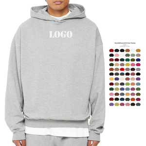 เสื้อกันหนาวมีฮู้ดโอเวอร์ไซส์ทรงครอปมีฮู้ดโอเวอร์ไซส์สำหรับผู้ชายผ้าฝ้ายกำหนดโลโก้ได้เอง - Product Image 4