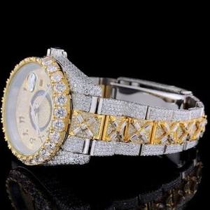 Reloj de Lujo para Hombre con Números Arábigos, Estilo Antiguo, Completamente Adornado con Diamantes, Dorado y Plateado, Estilo Hip Hop, Cuarzo, Cristal de Zafiro - Product Image 4
