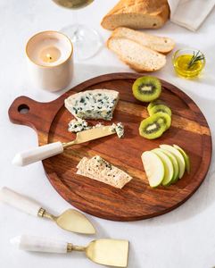 Plateau de service rond de pizza en bois classique pour le service de la nourriture, petit déjeuner, bar, cuisine à domicile, décor, cadeaux de mariage, restaurant - Product Image 3