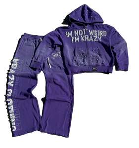 Ventes en gros de survêtements de qualité supérieure, personnalisés, délavés à l'acide, effet délavé, streetwear d'hiver, appliqué, broderie, pantalon de survêtement évasé pour hommes - Product Image 3