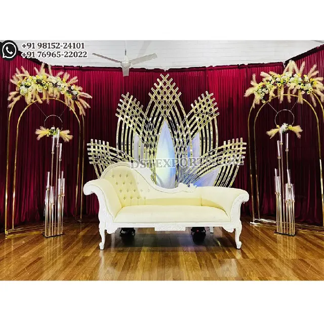 Exclusive Design Wedding Stage Monet Frame Designer Metal Monet Frame For Wedding Stage Latest Metal Lotus For Reception Stage