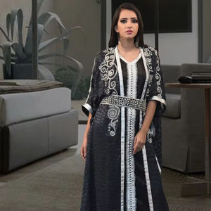 <b>Dubai</b> Farasha <b>Kaftan</b> Beautiful Red Moroccan Design Traditional Muslim Caftan with Handwork Stone Beads Modest Evening Dress - Product Image 1