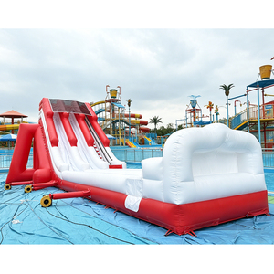 Toboggan aquatique gonflable professionnel NB-SL060 à 2 voies - Toboggan double voie rouge et blanc pour événements estivaux - Product Image 3