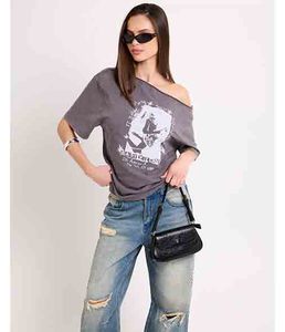 T-shirt pour femme à col rond, manches courtes, coupe ample, streetwear, avec imprimé graphique, détails écologiques, été, personnalisé - Product Image 1