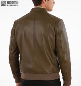 Nueva chaqueta de cuero personalizada de alta calidad para hombre, chaqueta Bomber Racer personalizada - Product Image 2