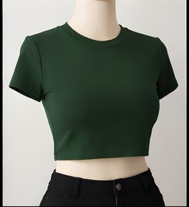 T-shirts courts en coton épais pour femmes, 210 GSM, couleur unie, style décontracté, prix d'usine, qualité export - Product Image 1