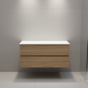 Base à 2 tiroirs Vieste Oak 90 cm pour ensembles de salle de bain, finition chêne Vieste naturel - Product Image 3