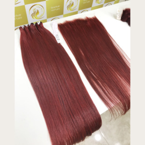 Genius Weft Hot Borgoña Extensiones de cabello humano crudo de 16 pulgadas Cutícula alineada de alta calidad Frontal vietnamita Precio al por mayor - Product Image 1